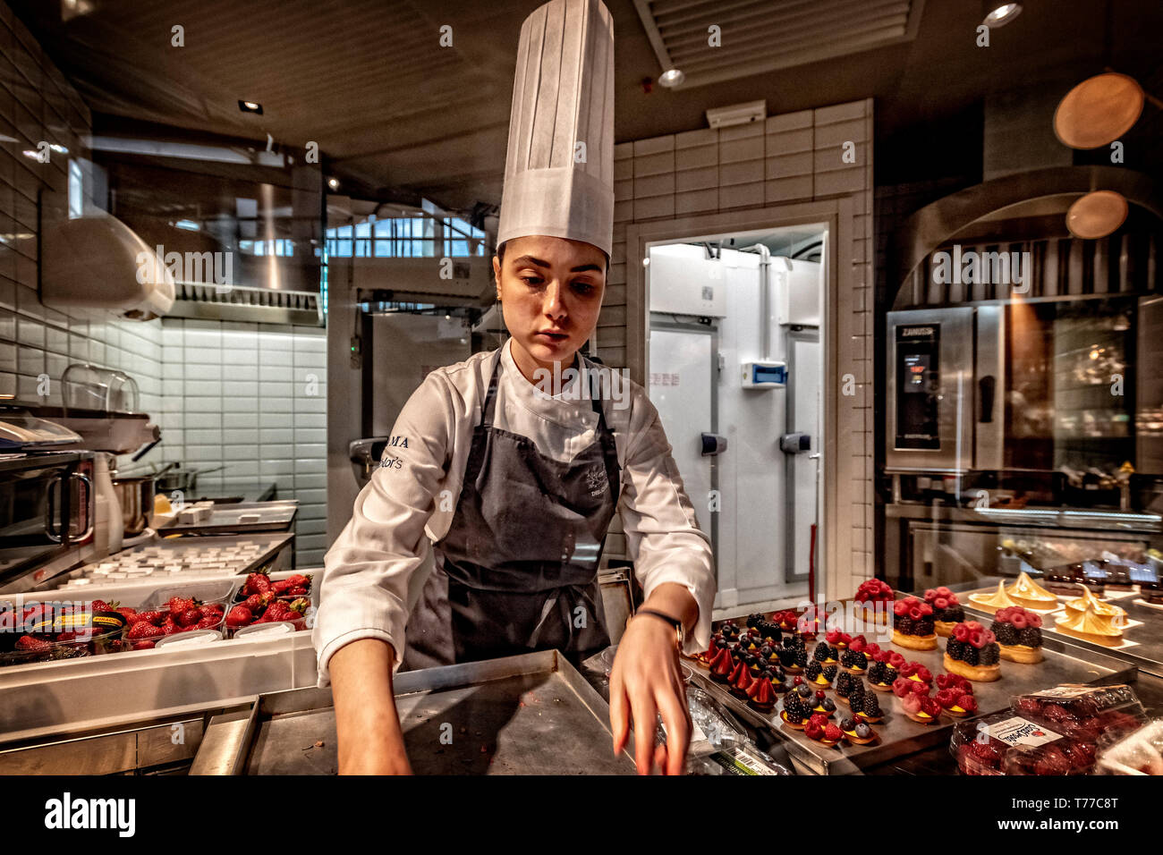 Turin, Italy. 04th May, 2019. Italy Piedmont Turin - The central market at Palazzo Fuksas opened in Turin, a stone's throw from the Porta Palazzo market - Pastry Farmacia del Cambio Credit: Realy Easy Star/Alamy Live News Stock Photo