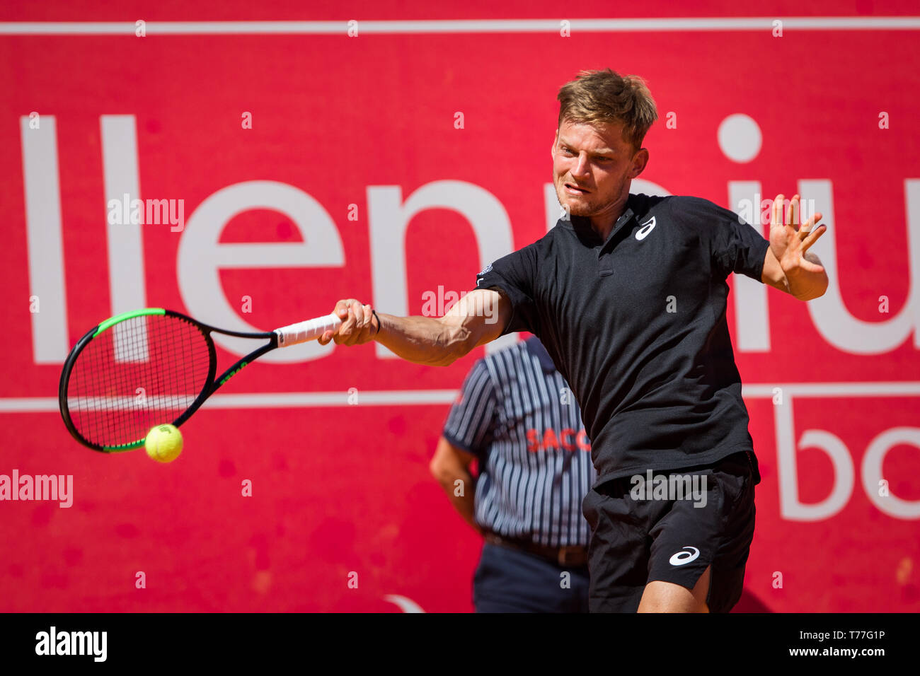 Estoril, Portugal. 04th May, 2019. David Goffin from Belgium during the game with Stefanos Tsitsipas from Greece for the semi-final of Millennium Estoril Open ATP 250 tennis match, in Estoril, near Lisbon. Credit: SOPA Images Limited/Alamy Live News Stock Photo