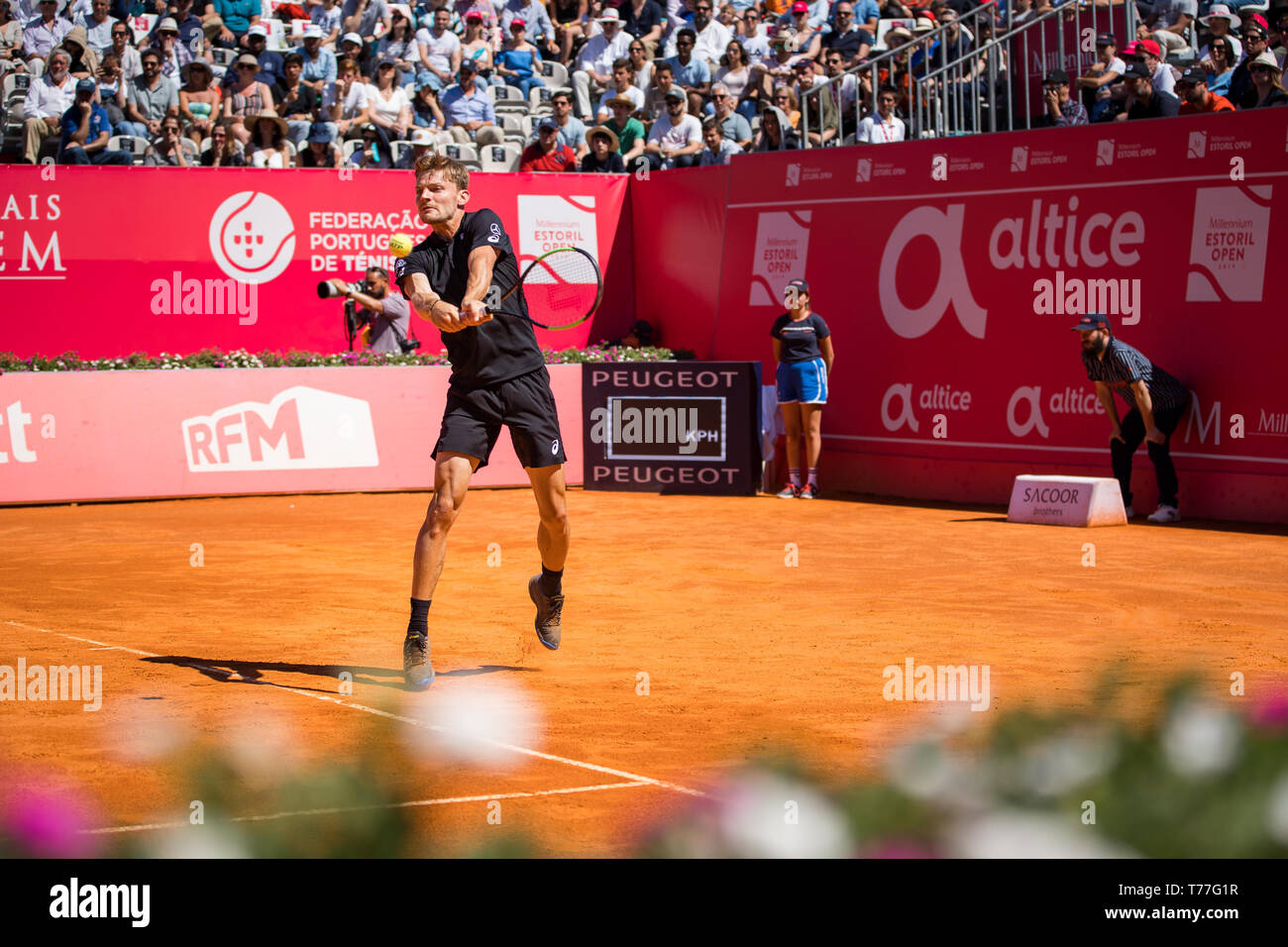 Estoril, Portugal. 04th May, 2019. David Goffin from Belgium during the game with Stefanos Tsitsipas from Greece for the semi-final of Millennium Estoril Open ATP 250 tennis match, in Estoril, near Lisbon. Credit: SOPA Images Limited/Alamy Live News Stock Photo