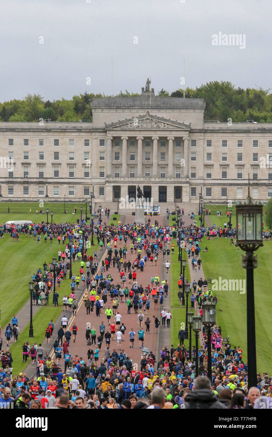 Belfast, Northern Ireland. 05th May 2019. The Deep River Rock Belfast City Marathon was held this morning. Traditionally held on the early May Bank Holiday Monday, the race was switched to Sunday this year. As a result the number of entrants increased from 2900 to 4800. The event started at Stormont this year.Credit: David Hunter/Alamy Live News. Stock Photo