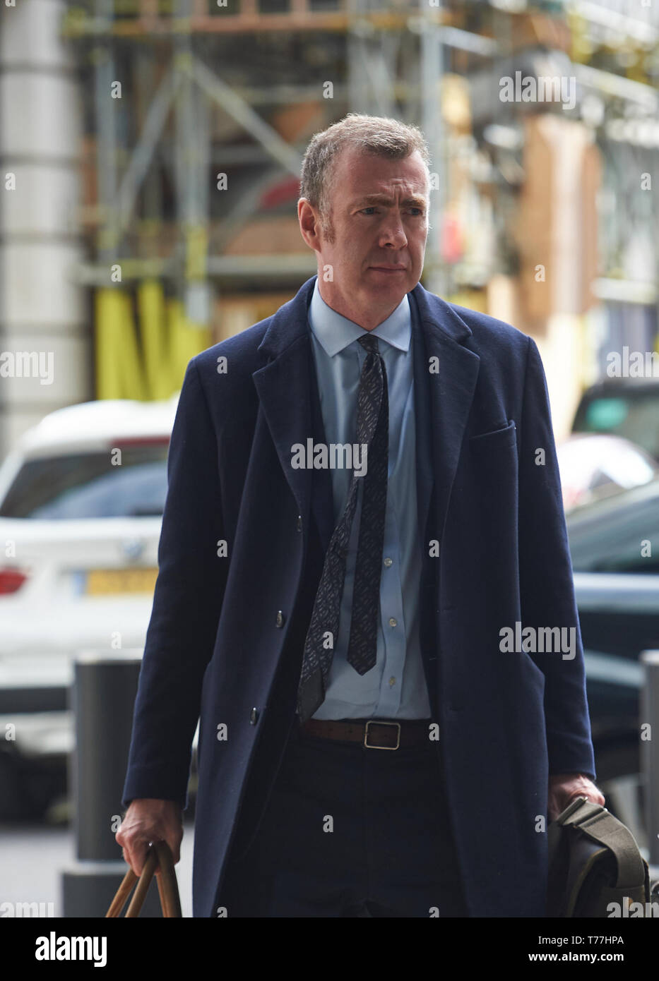 London, UK. 5th May 2019. Adam Price, Leader of Plaid Cymru,  outside BBC Broadcasting House before appearing on the Andrew Marr Show. Credit: Thomas Bowles/ Alamy Live News Stock Photo