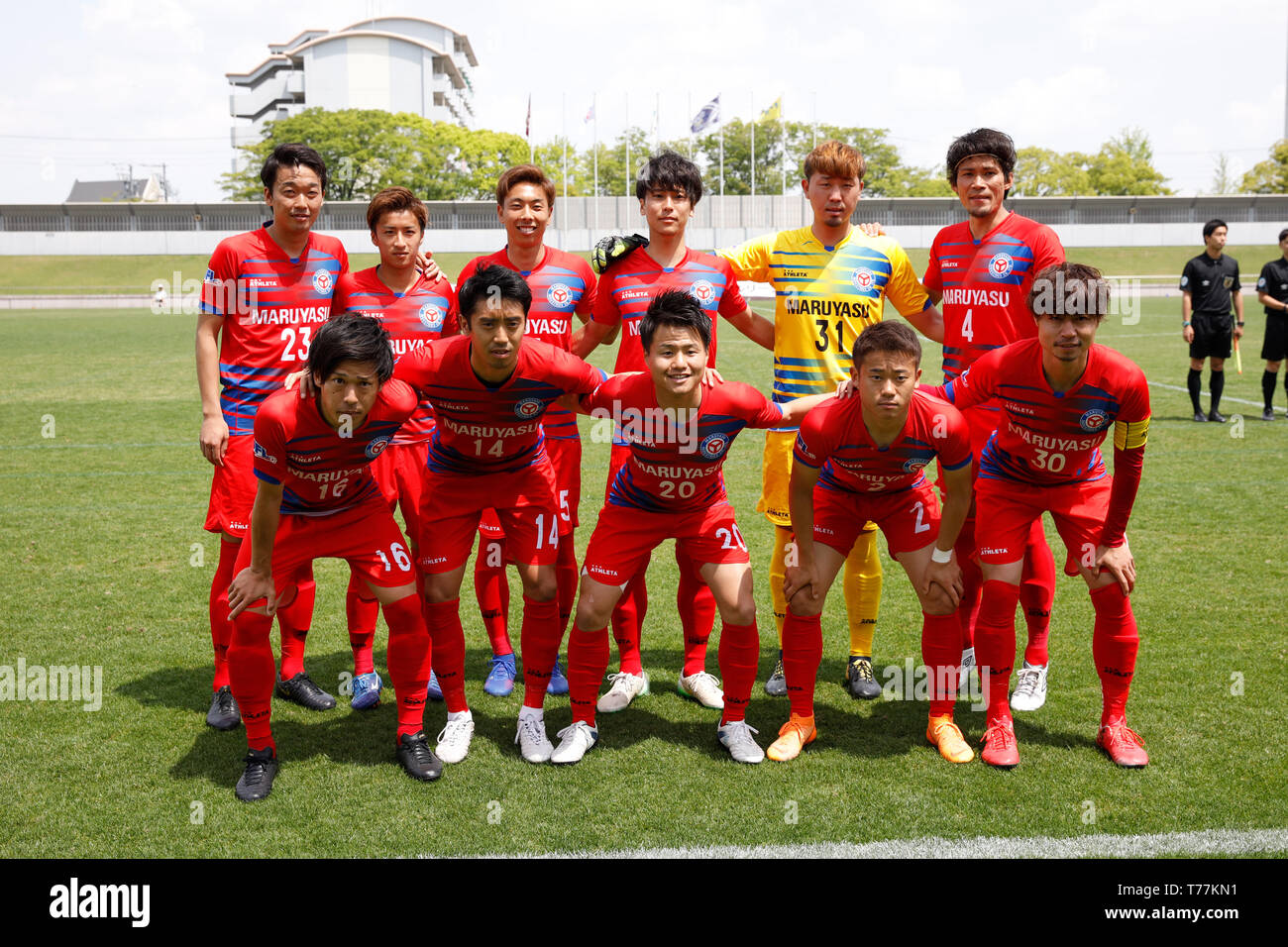 Nagoya City Minato Soccer Field Aichi Japan 5th May 19 Fc Fc Maruyasu Okazaki Team Group Line Up May 5 19 Football Soccer Japan Football League Jfl 19 Between Fc Maruyasu Okazaki