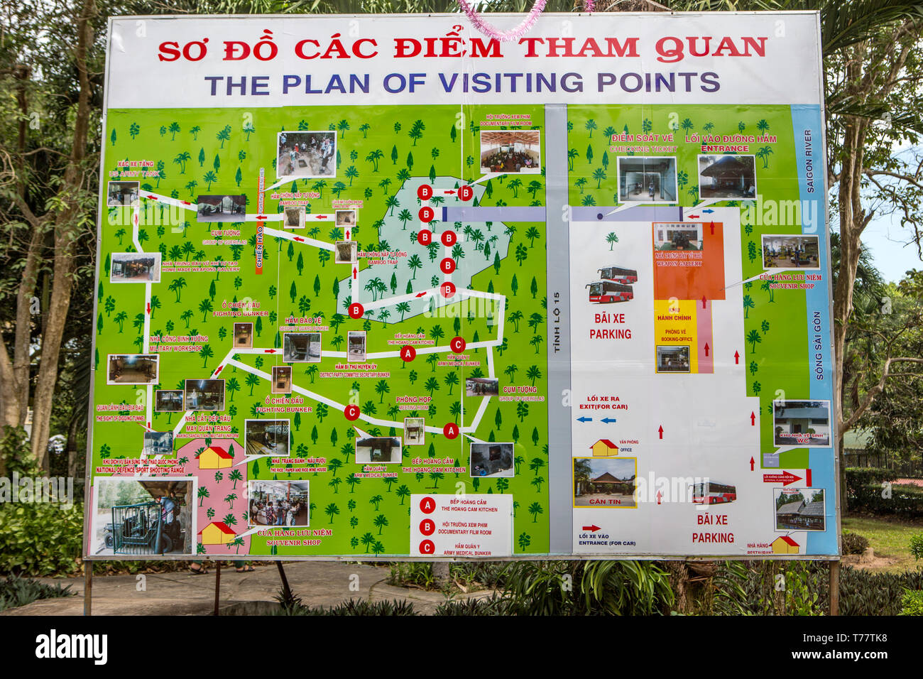 Plan of Cu Chi Tunnels, Vietnam Stock Photo