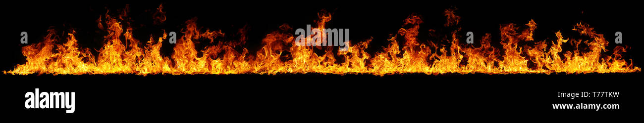 Fire Flames On Black Background Stock Photo