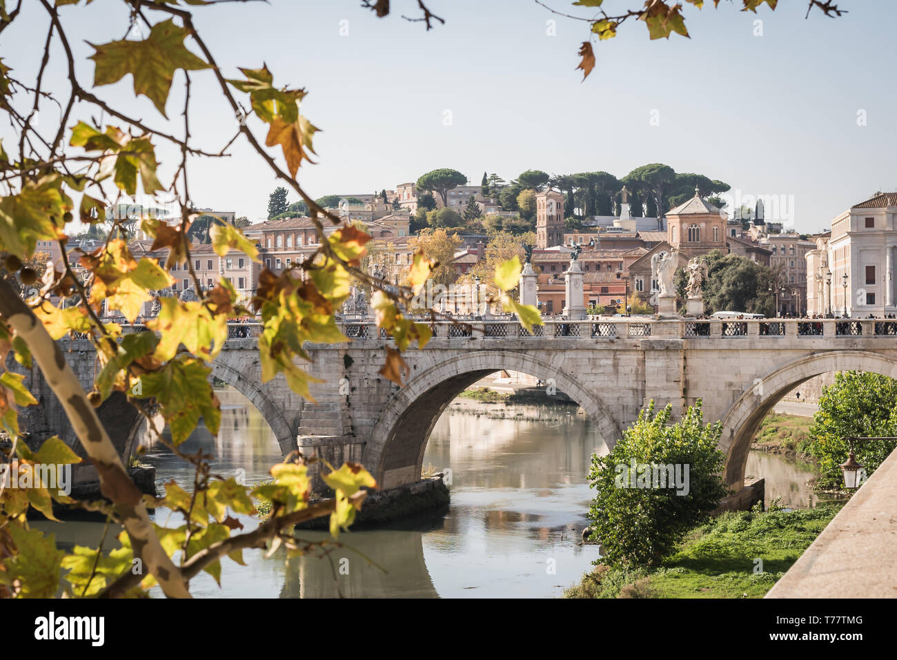 Bridge to the Vatican with a beautiful statue in Rome Italy Stock Photo Alamy