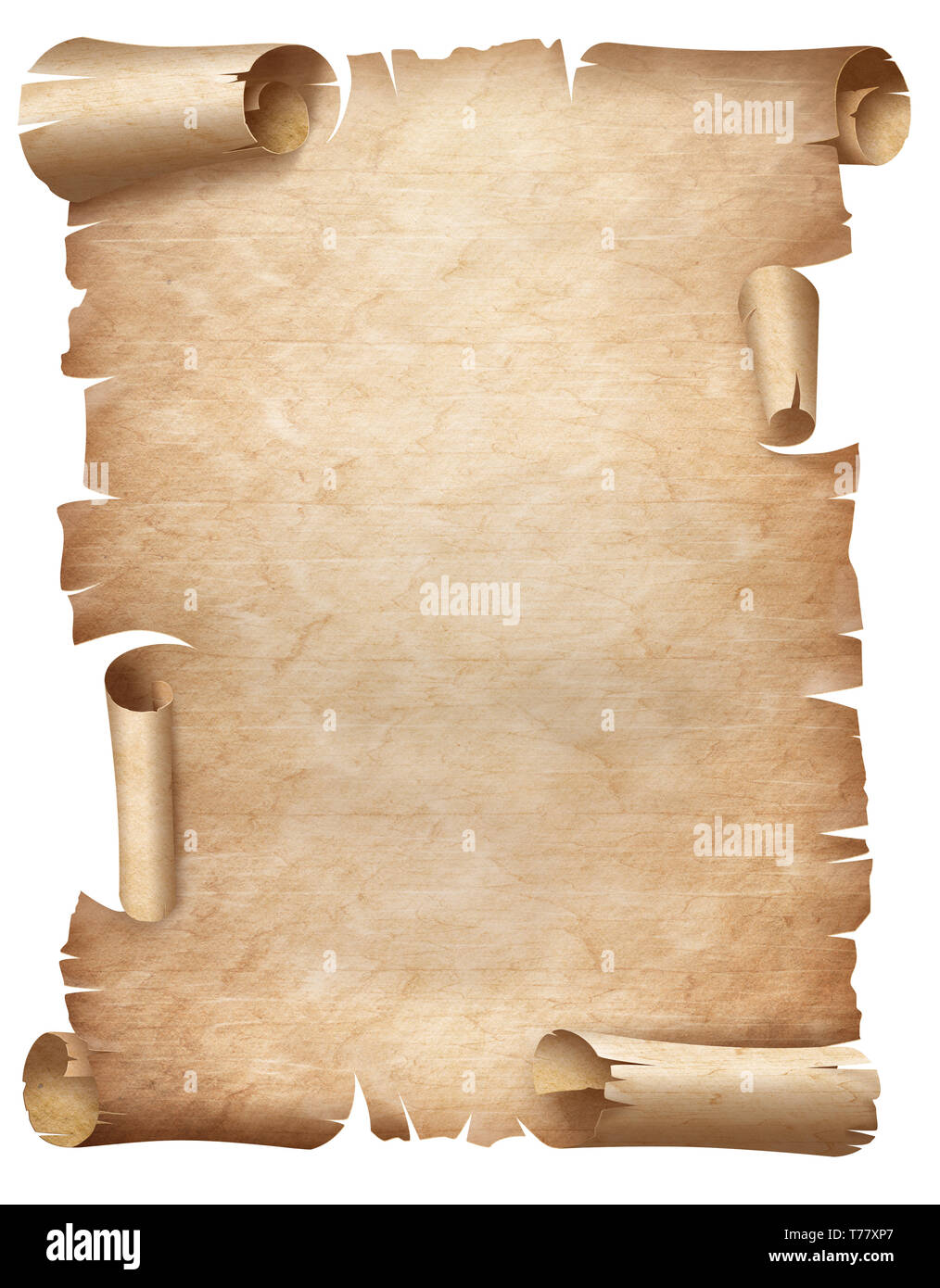 Vertical ancient worn parchment or old document isolated Stock Photo - Alamy