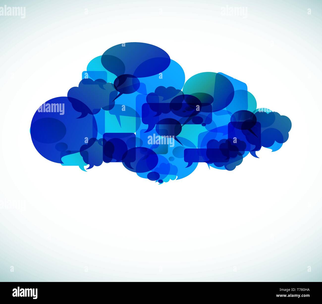 Cloud computing icon made from blue speech bubbles - vector illustration Stock Vector