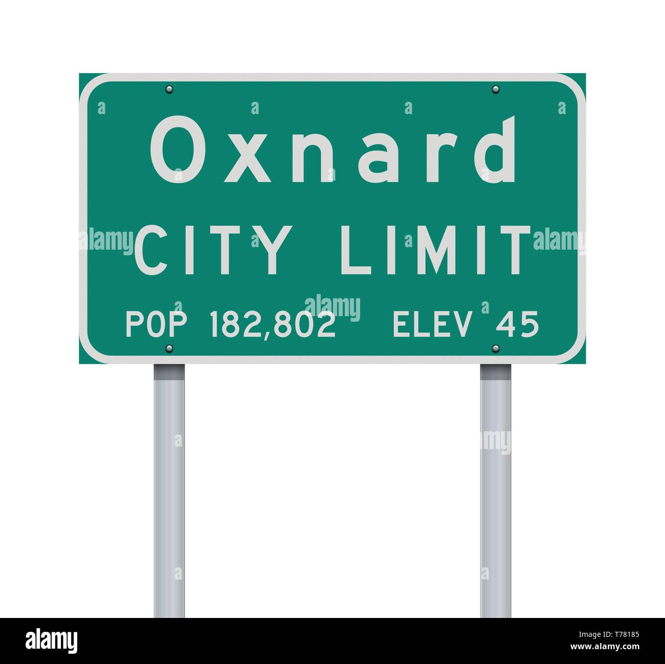 Vector illustration of the Oxnard City Limit green road sign Stock ...