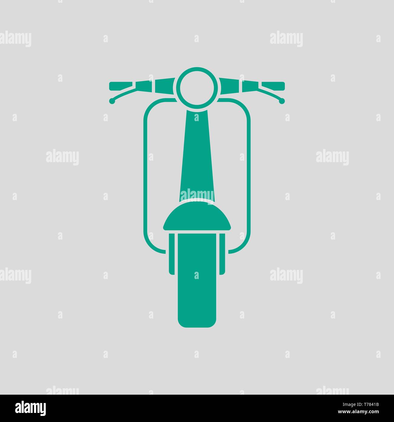 Scooter Icon Front View. Green on Gray Background. Vector Illustration. Stock Vector