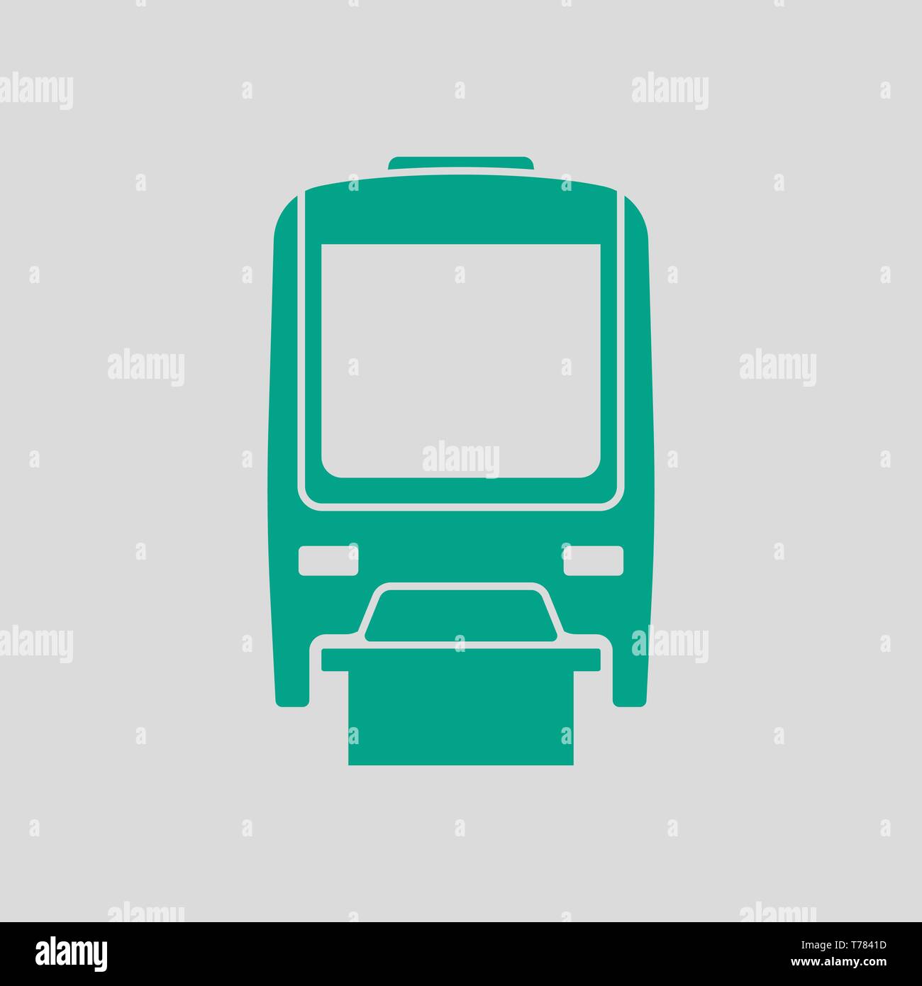 Monorail Icon Front View. Green on Gray Background. Vector Illustration. Stock Vector