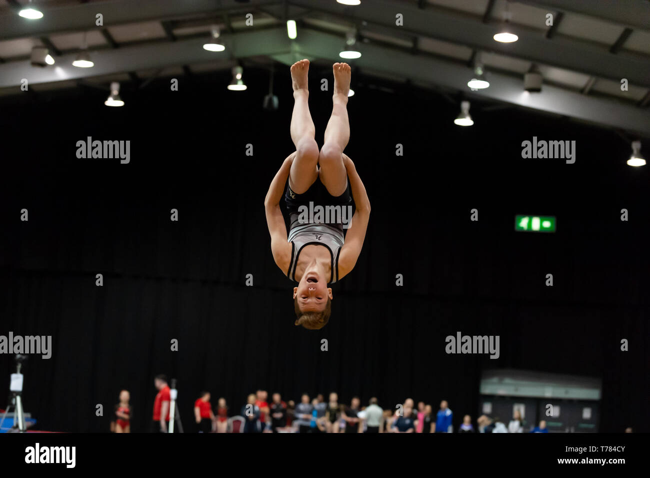 Telford, England, UK. 27 April, 2018. A male gymnast from Wakefield Gymnastics Club in action during Spring Series 1 at the Telford International Centre, Telford, UK. Stock Photo