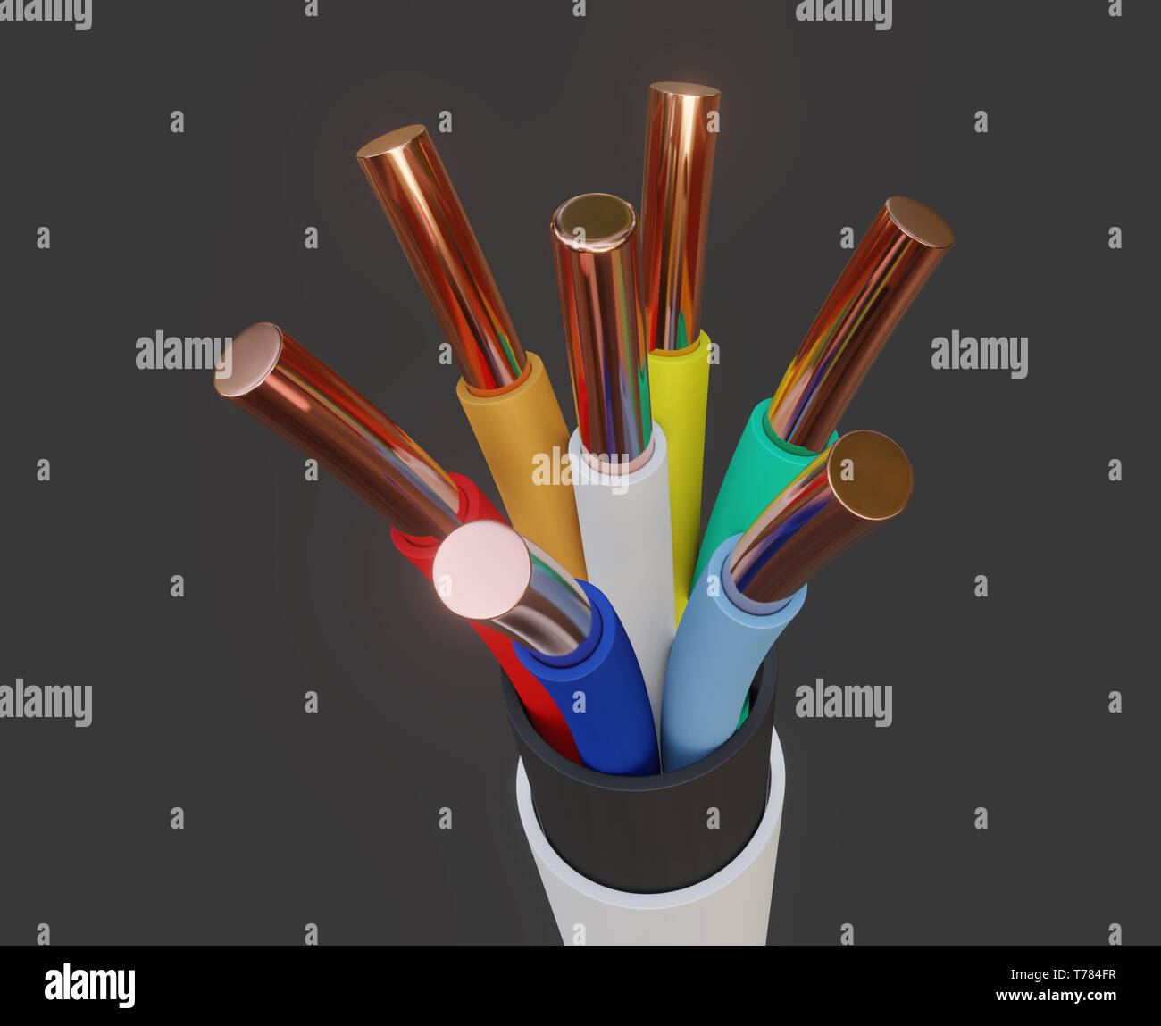Seven-wire cable, different colors. 3D illustration Stock Photo - Alamy