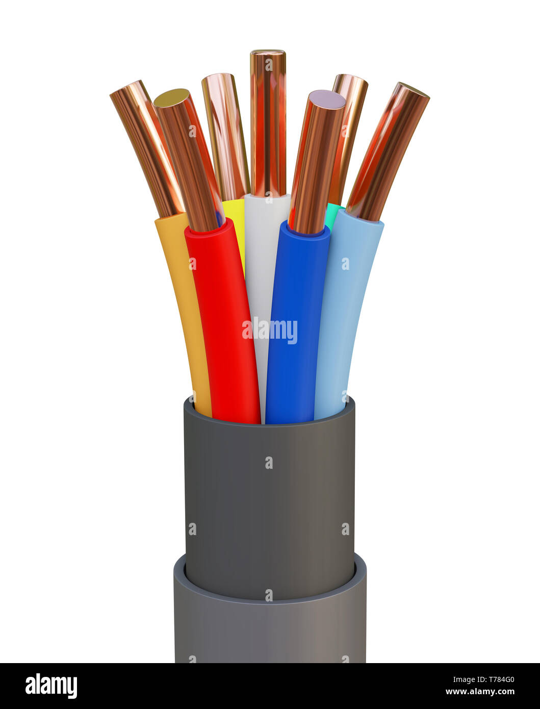 Seven-wire cable, different colors. 3D illustration Stock Photo - Alamy