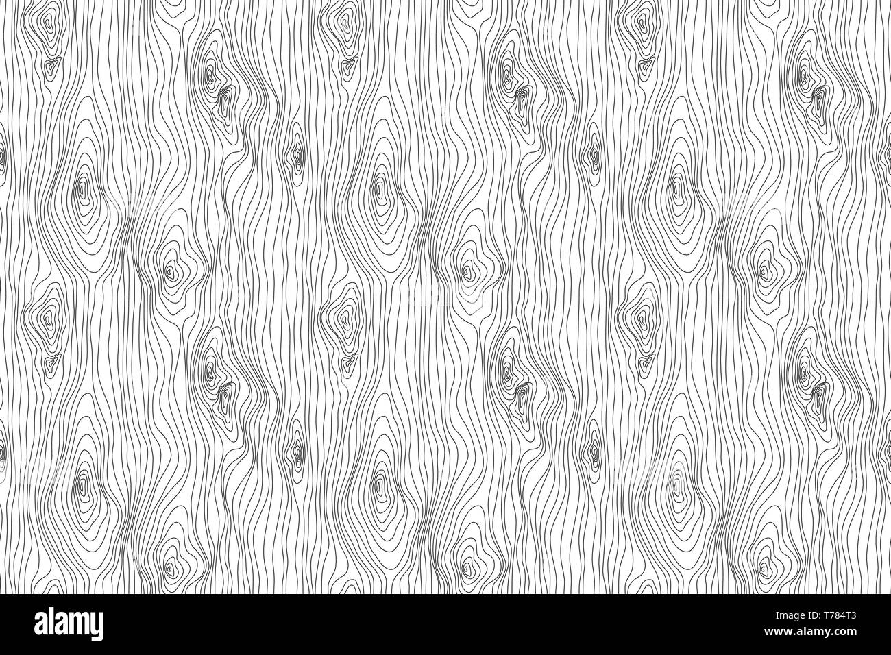 Wood Texture Seamless Sketch. Grain cover surface. Wooden fibers. Vector illustration isolated on white background Stock Vector