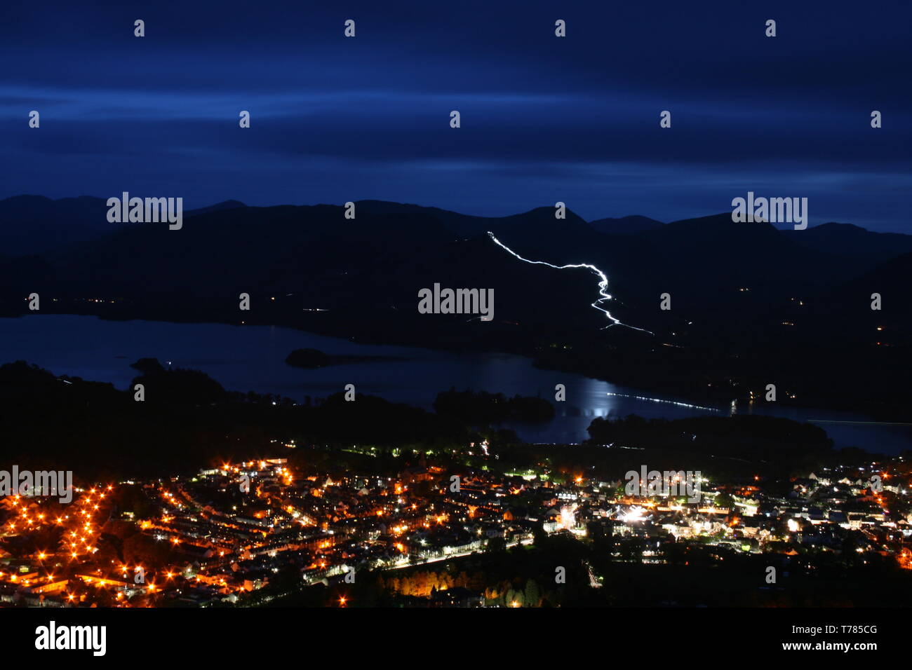 Keswick Festival of Light 2019, viewed from Latrigg looking over