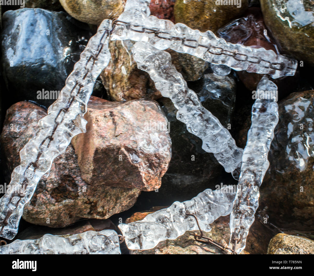 chains in ice Stock Photo Alamy