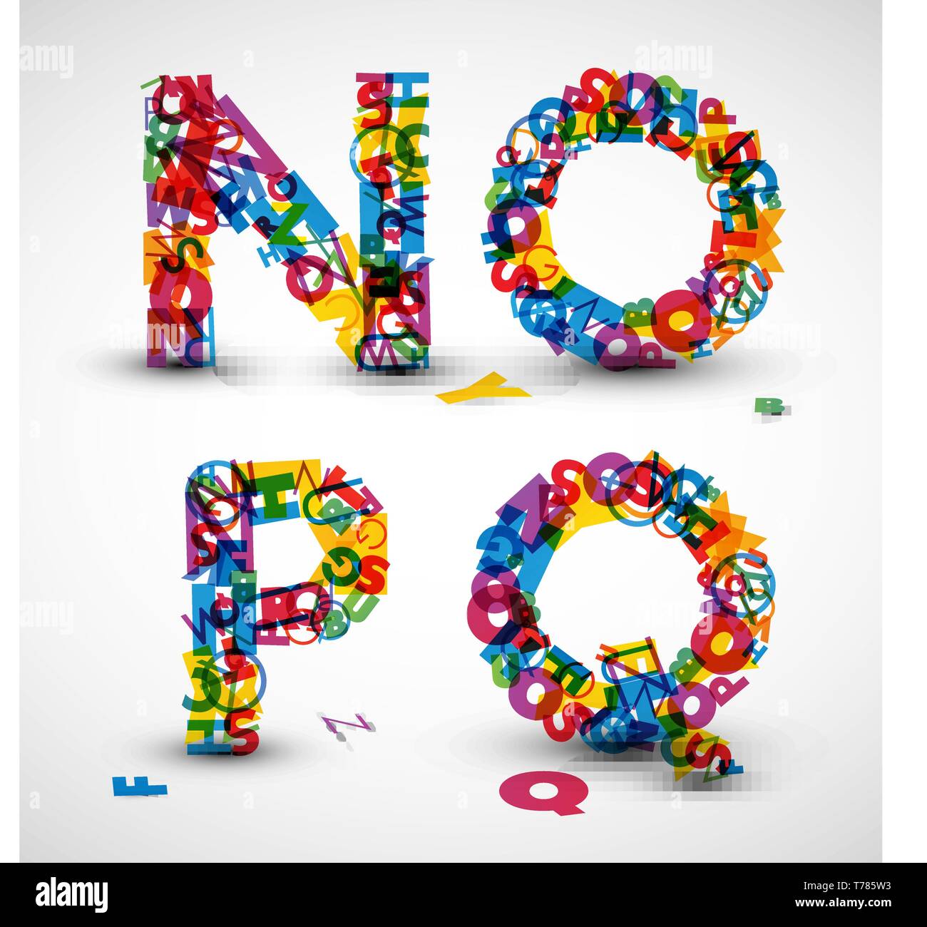 Vector font made from color letters of the alphabet Stock Vector Image ...