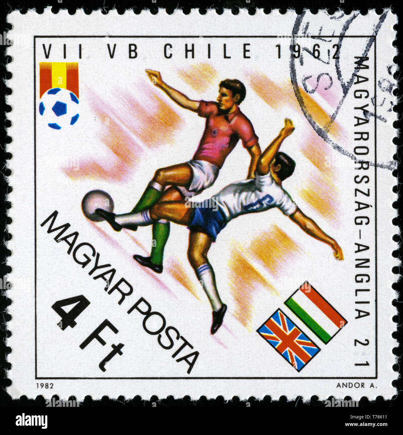 Postage stamp from Hungary in the Football World Cup 1982, Spain series Stock Photo