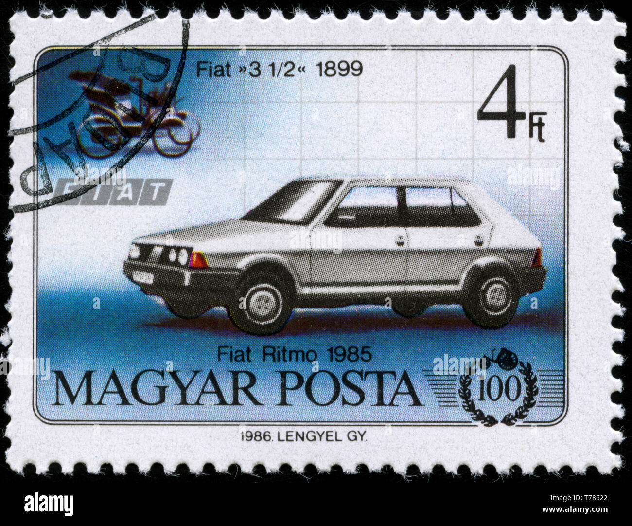 Postage stamp from Hungary in the Centenary of cars series issued in 1986 Stock Photo