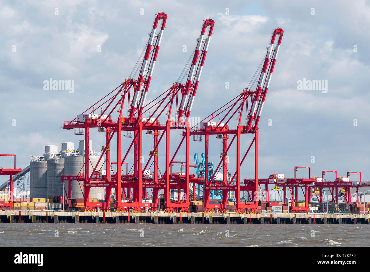 Seaforth docks Liverpool. Giant cranes. Stock Photo