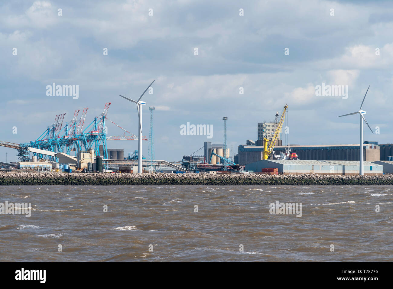 Seaforth docks Liverpool. Giant cranes. Stock Photo