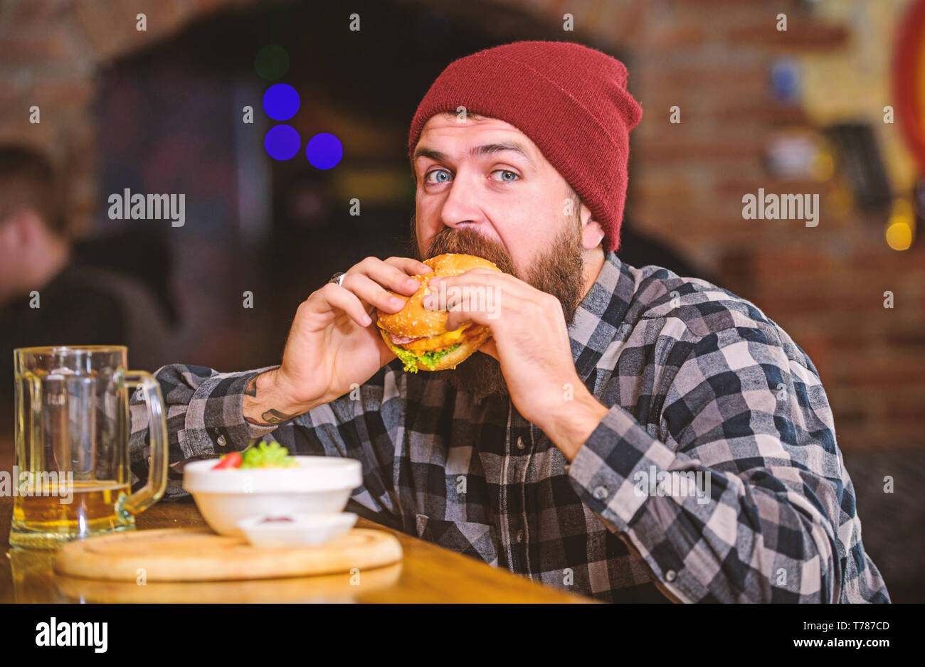 High Calorie Food Cheat Meal Delicious Burger Concept Enjoy Taste Of Fresh Burger Hipster Hungry Man Eat Burger Man With Beard Eat Burger Menu Brutal Hipster Bearded Man Sit At Bar Counter High Calorie Food Cheat Meal Delicious Burger Concept Enjoy Taste Of Fresh Burger Hipster Hungry Man Eat Burger Man With Beard Eat Burger Menu Brutal Hipster Bearded Man Sit At Bar Counter