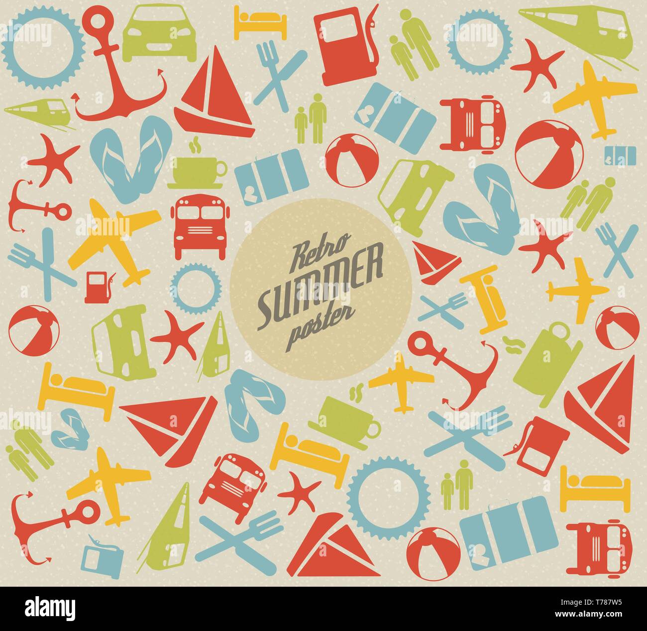 Vector summer pattern / background with the sun and summer icons Stock ...