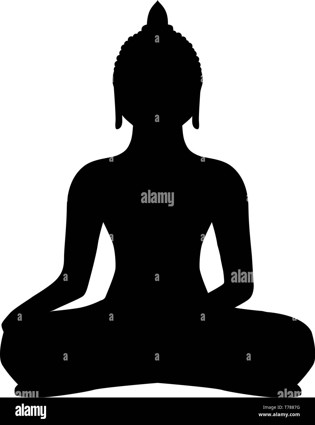 buddha, silhouette, vector, shadow, black, buddhism, meditate Stock Vector