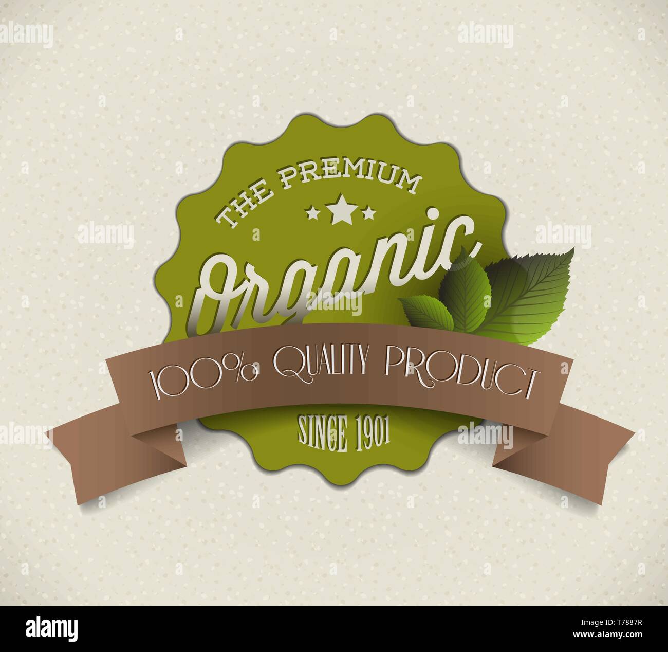 Old vector round retro vintage grunge label for bio / organic product ...