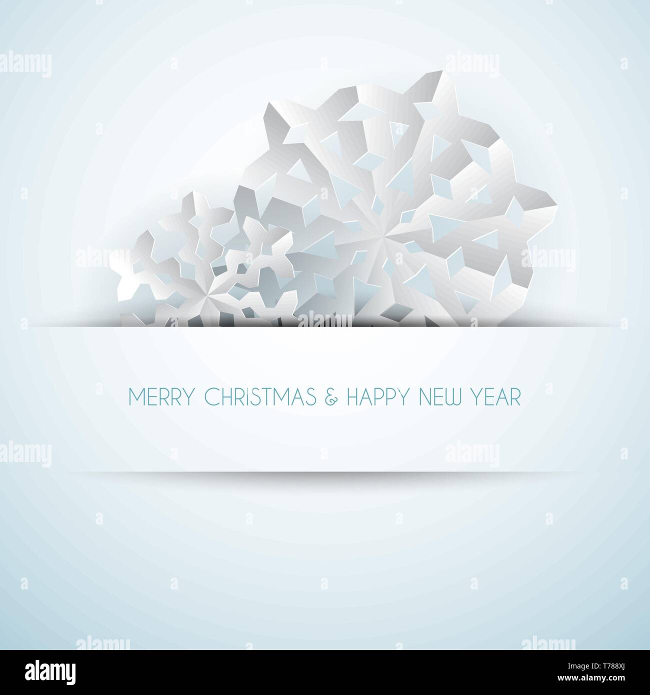 Vector white paper christmas snowflakes on a light blue background ...