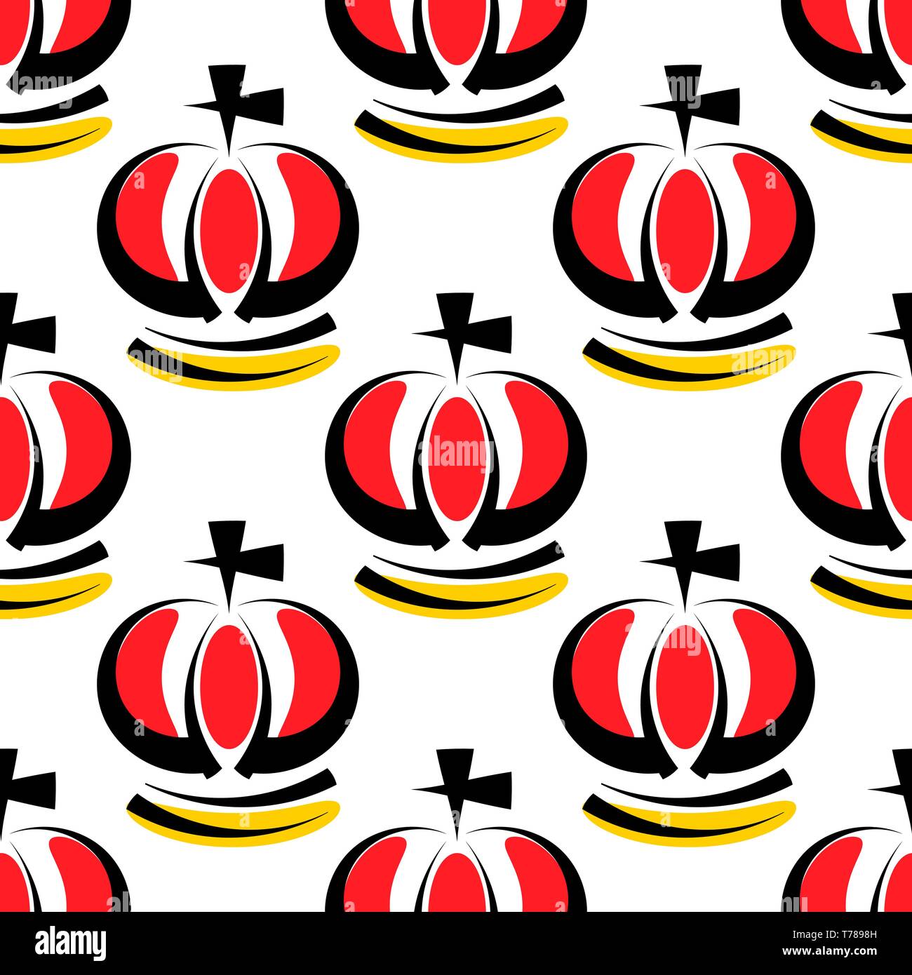 Hand drawn seamless pattern with crowns. Vector illustration Stock ...