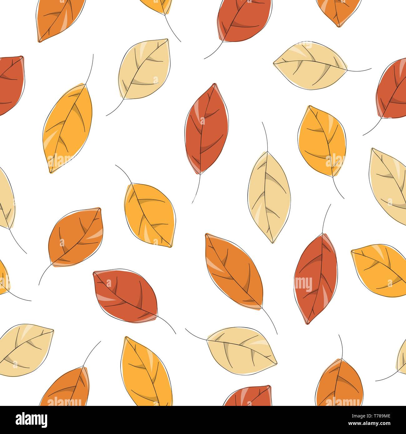 Seamless leafs pattern randomly distributed. Useful for backgrounds, decorations and ornament. Stock Vector