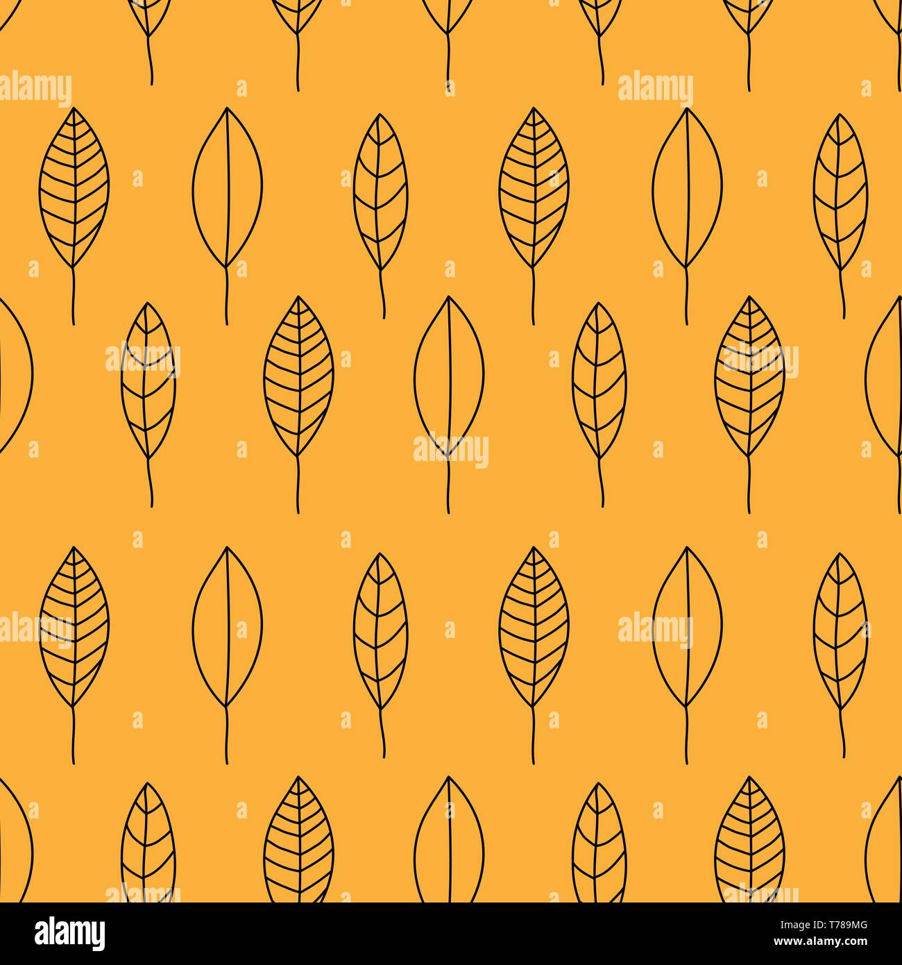 Seamless leafs pattern randomly distributed. Useful for backgrounds, decorations and ornament. Stock Vector