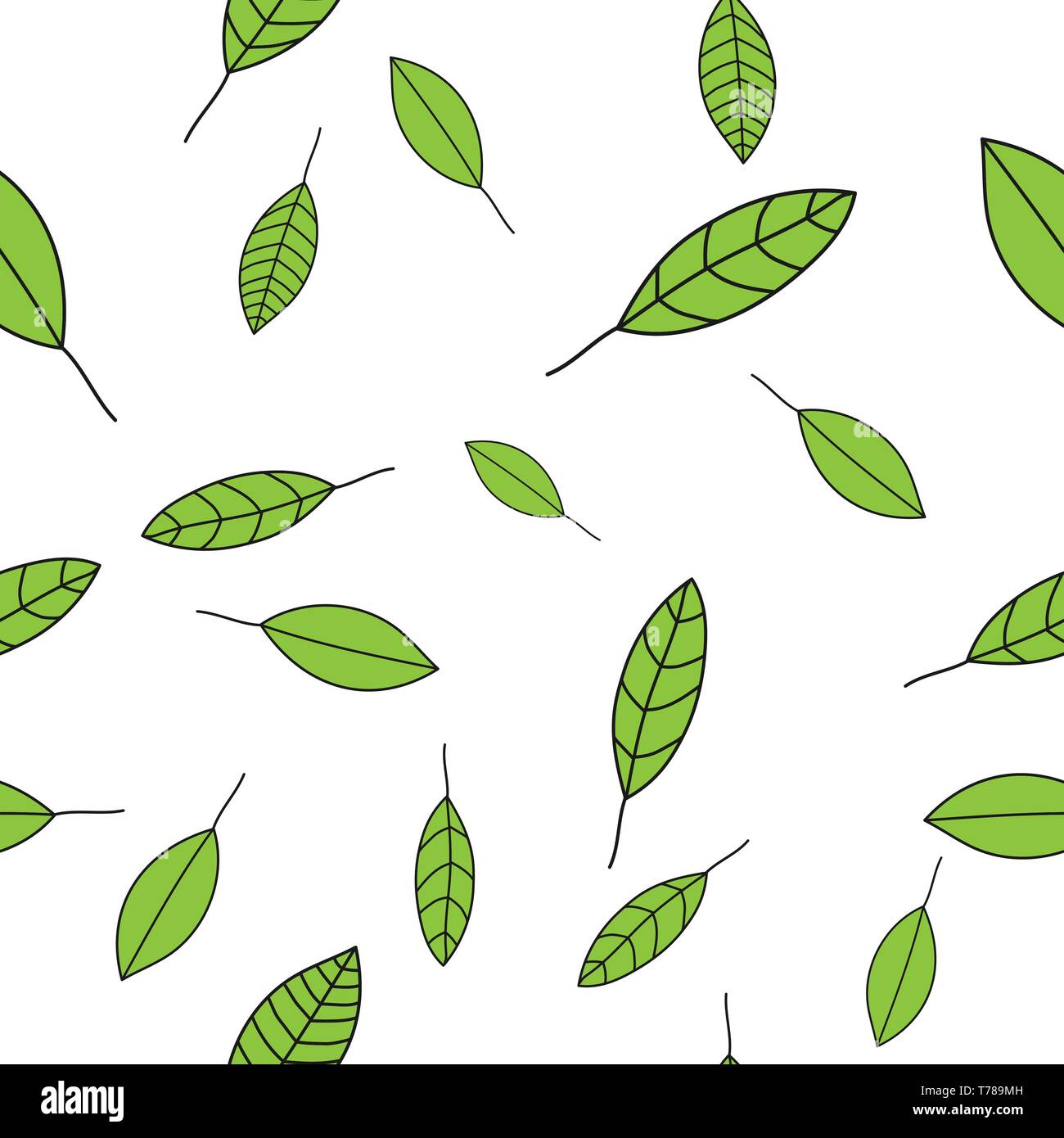 Seamless leafs pattern randomly distributed. Useful for backgrounds, decorations and ornament. Stock Vector