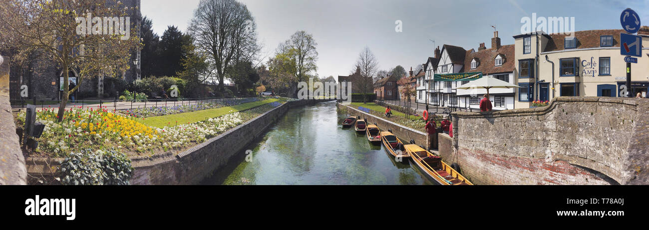 Westgate Gardens,River Stour,Canterbury,Panorama,Kent,England Stock Photo