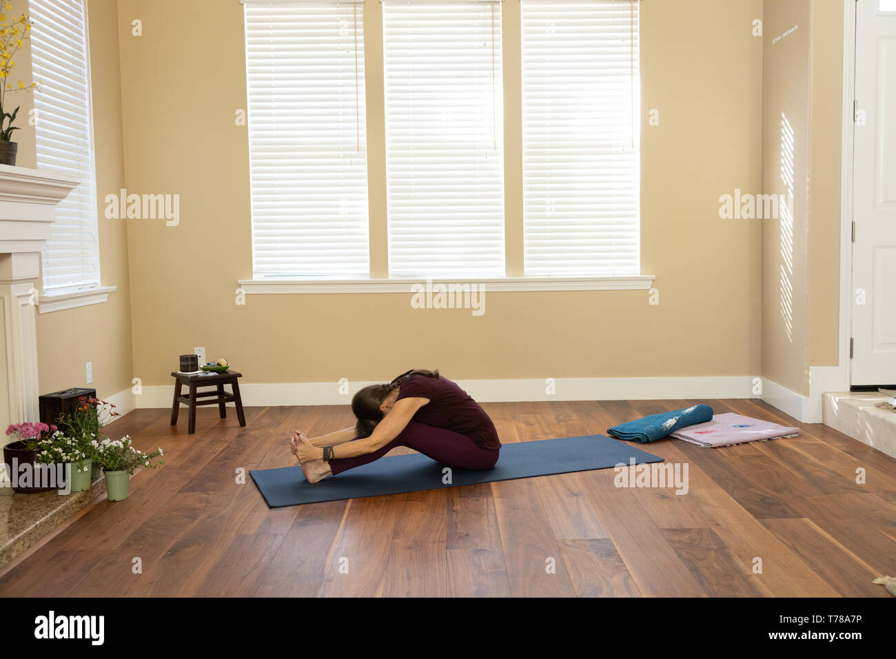 Yoga pose Ardha Matseyndrasana, Sage Twist Stock Photo