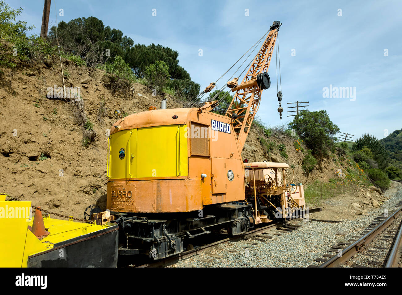 Niles Canyon Train Yard, NILES, CA – APRIL 11, 2011: Niles Canyon Train Yard is a private collection of railway trains and train cars that are restore Stock Photo