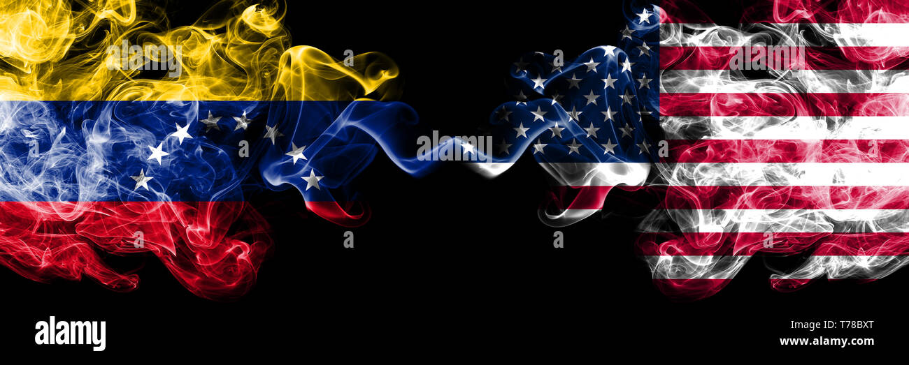 Venezuela vs United States of America, American smoky mystic flags