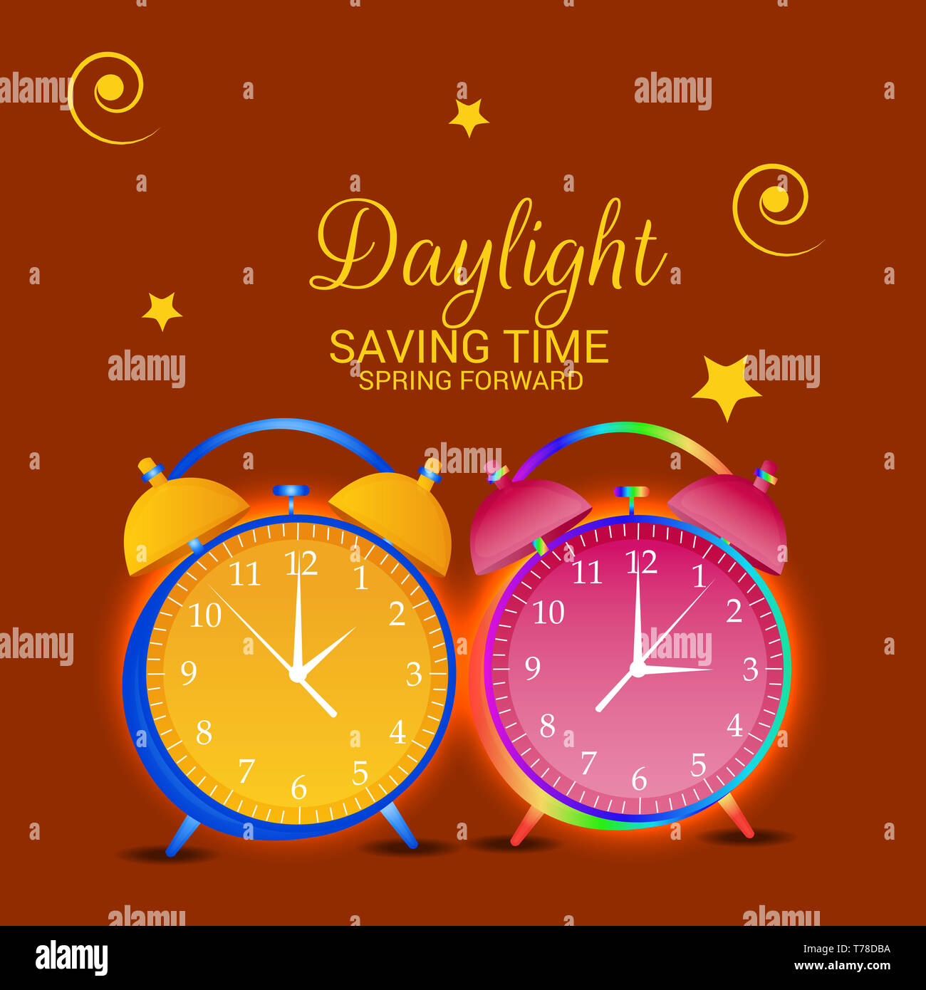 Vector illustration of a Banner for Change your clocks message for Daylight Saving Time(Spring