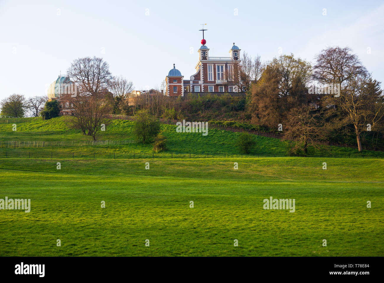 London the Royal Observatory on the hill at Greenwich mean time. Stock Photo