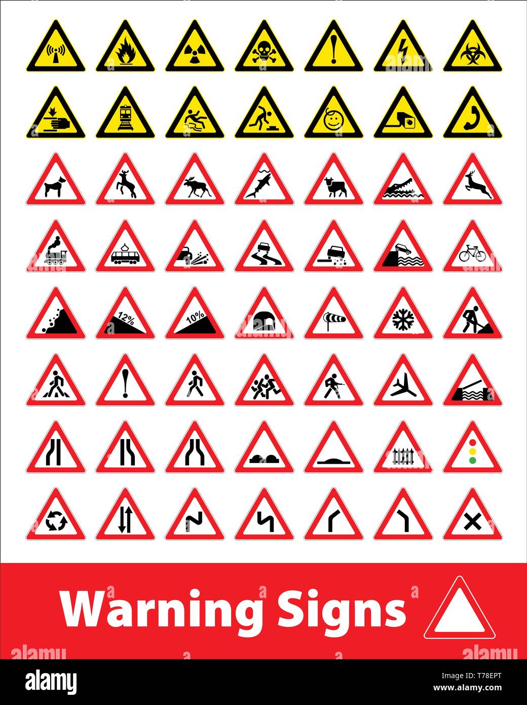 Warning sign symbol. Set design icons element. Stock Vector