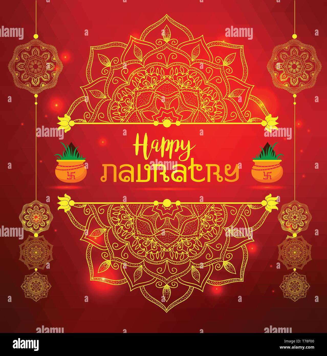 Illustration Of Happy Navratri Celebration Poster. Red banner Background  Stock Vector Image & Art - Alamy