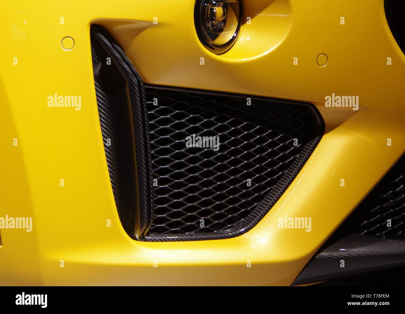 Modern yellow car body details Stock Photo Alamy