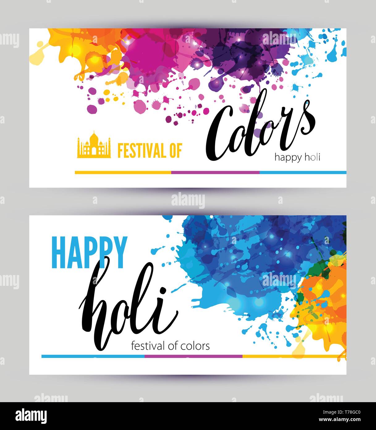 Calligraphic Header And Banner Set Happy Holi Beautiful Indian