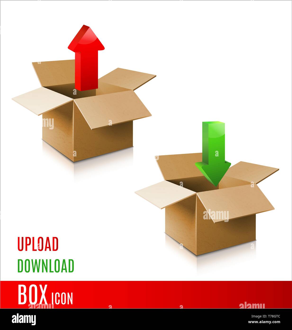 Cardboard box icon. Vector 3d model of box. Stock Vector
