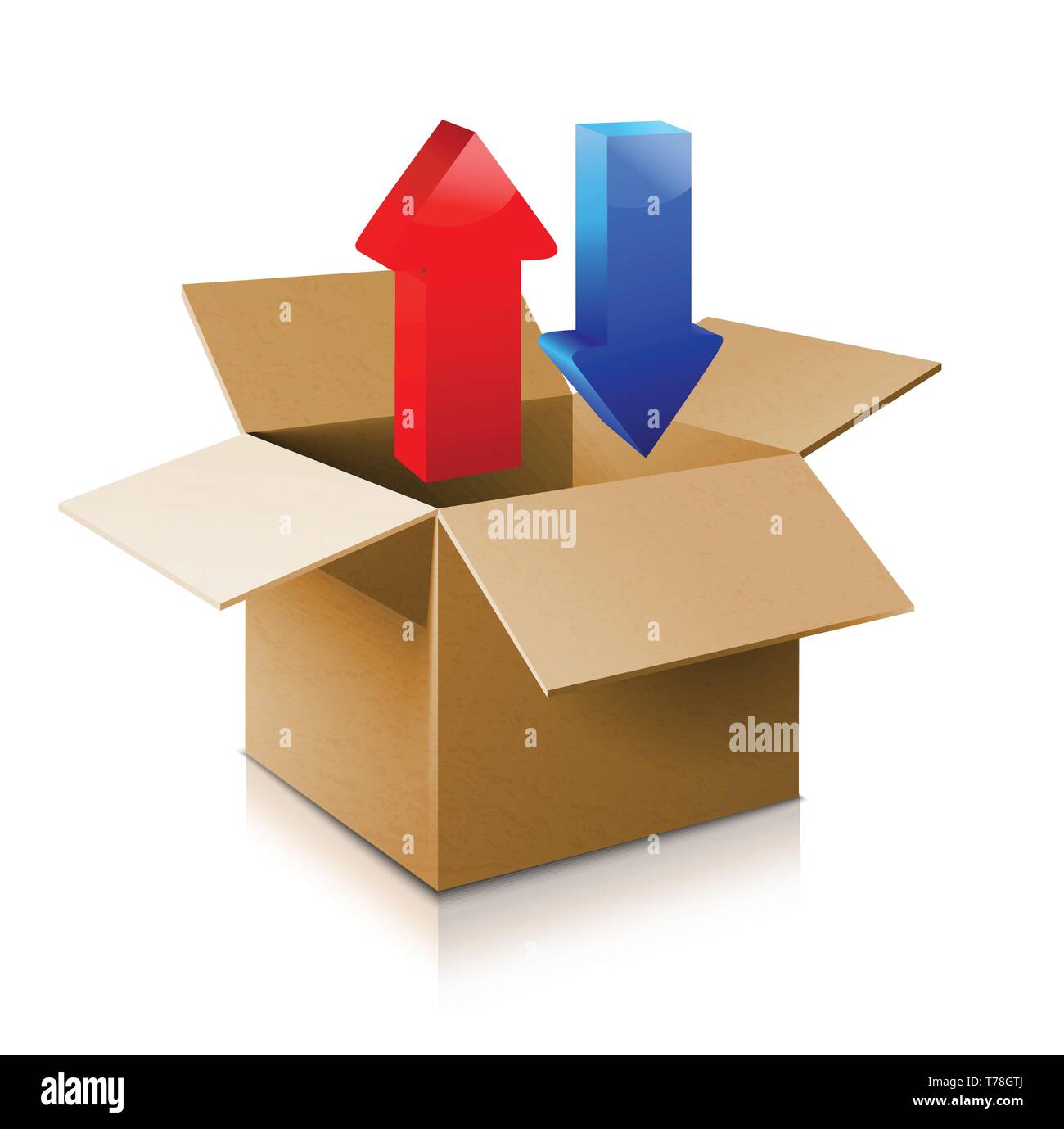 Cardboard box icon. Vector 3d model of box. Stock Vector