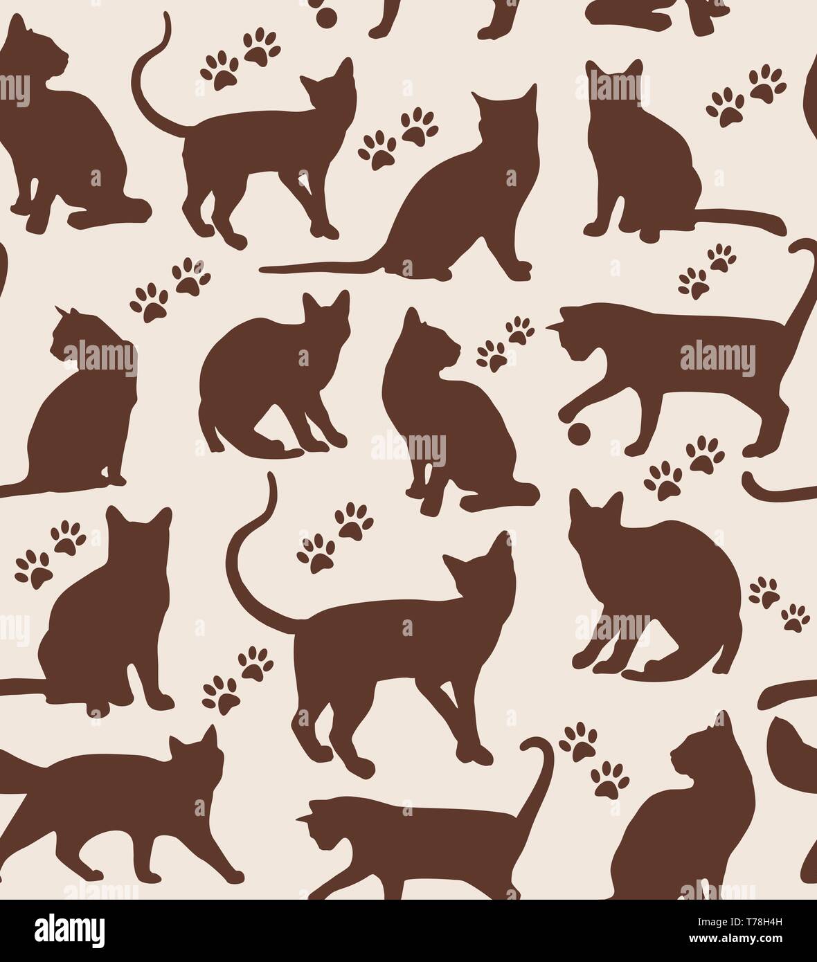 Seamless pattern of animals cats pattern on white stock photo alamy