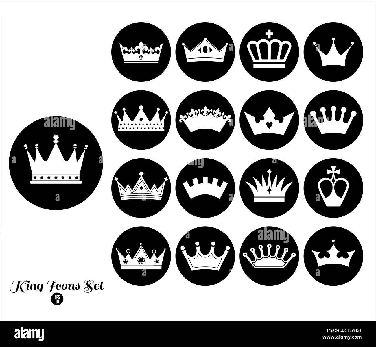 Crowns set . Flat design. Vector illustration of icons Stock Vector ...