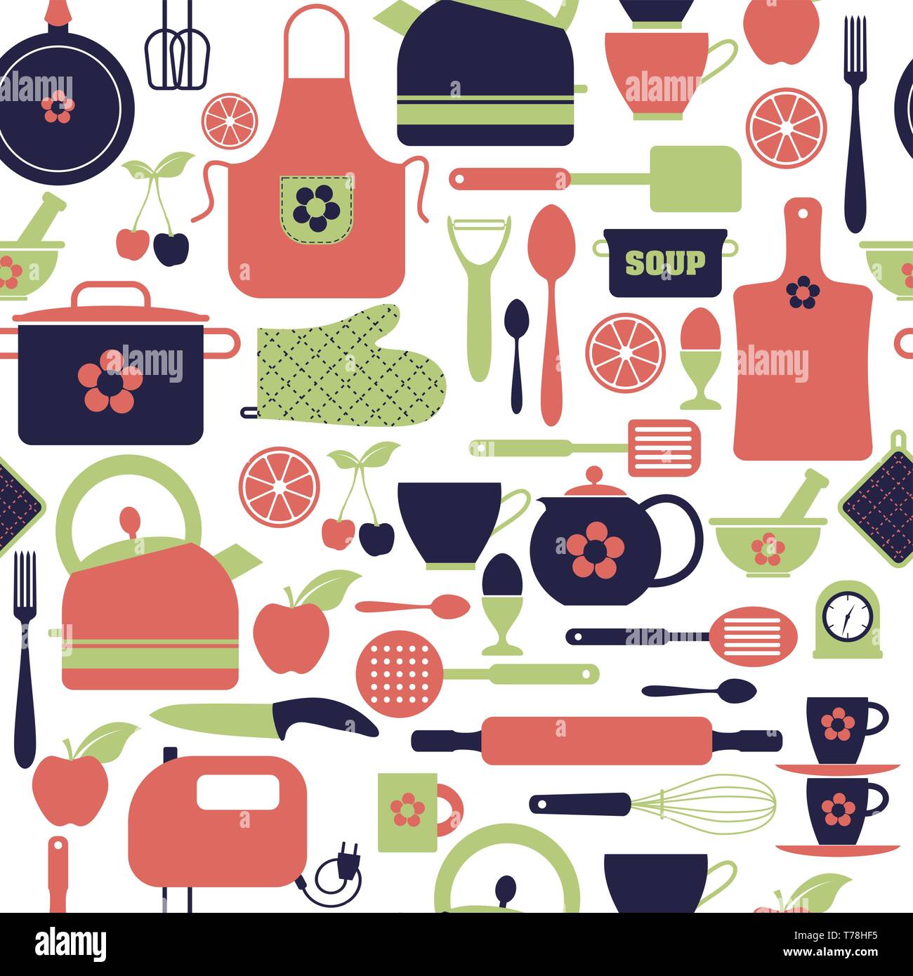 Seamless pattern kitchen tools. Abstract pattern of kitchen. Stock Vector