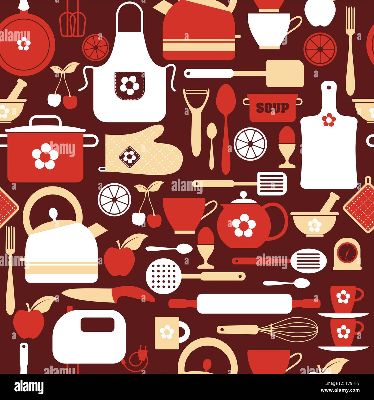 Kitchen seamless pattern. Stock Vector